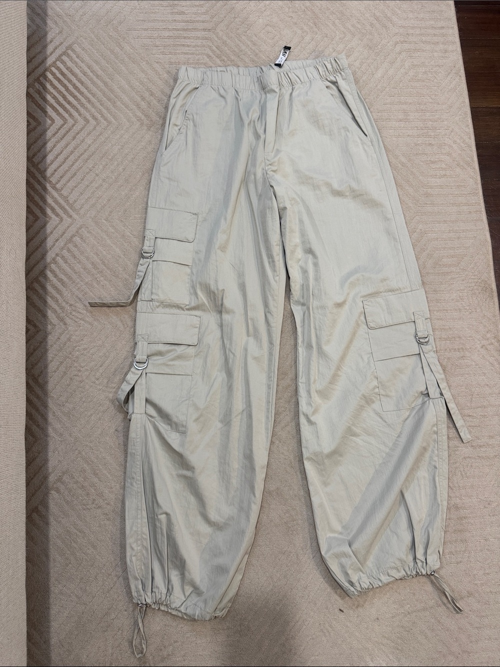 zara Light Beige Cargo Joggers with Utility Pockets